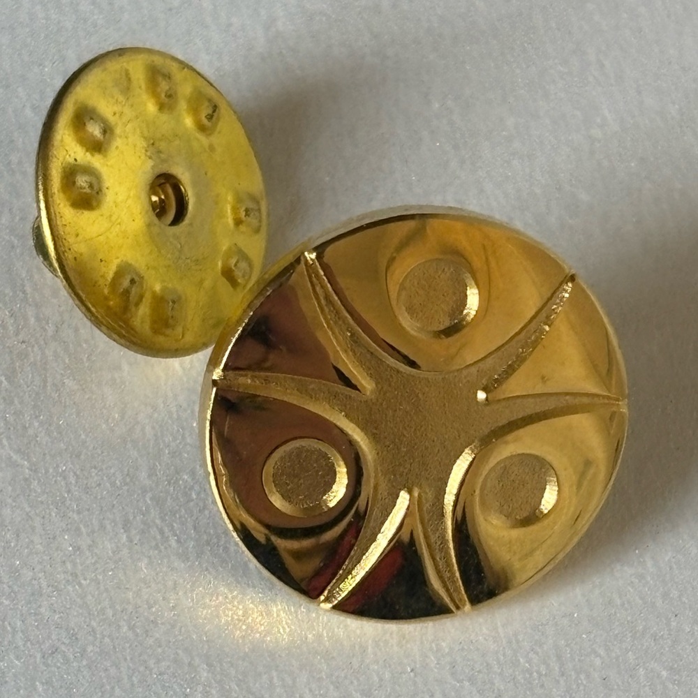 Vintage Gold Tone Lapel Tiny Pin Featuring Unity Design